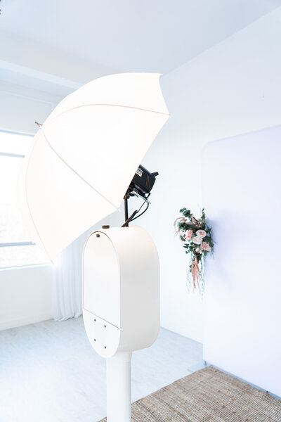 Side view of photo booth with studio lighting