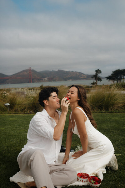 Couples photography in San Francisco. Engagement shoot by the Golden Gate Bridge.
