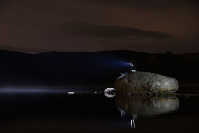 colorado elopement planning guide - bride and groom stargaze from Colorado mountain lake.