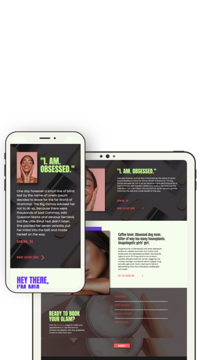 Mockup of a Showit website template designed by Mighty Bean Co.