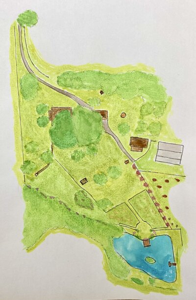 Watercolor of Historic Red Farm Map