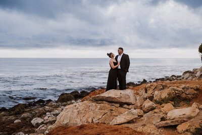 Sunset celebration of an engagement in palos verdes at point fermin