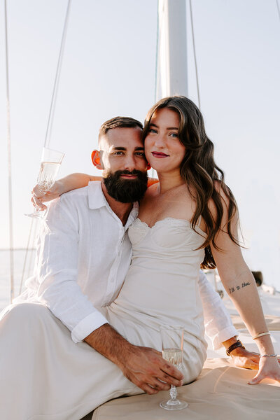 couple smiling on boat