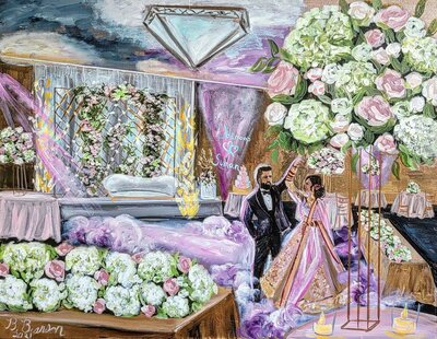Ceremony painting of a same sex elopement By Brittany Branson