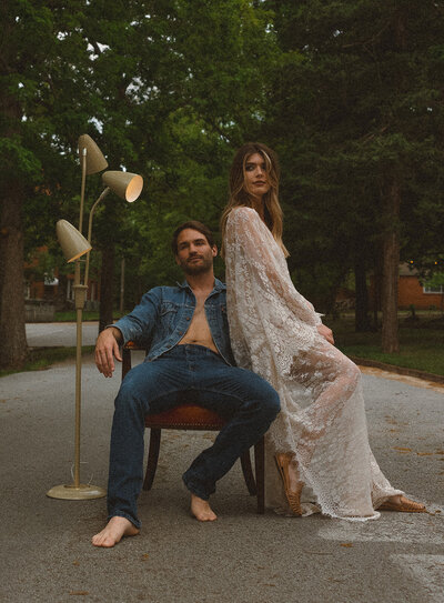 Retro Couple Engagement Midcentury Modern Photo-134