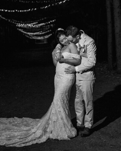 Bride and Groom enjoying a calm moment forehead to forehead