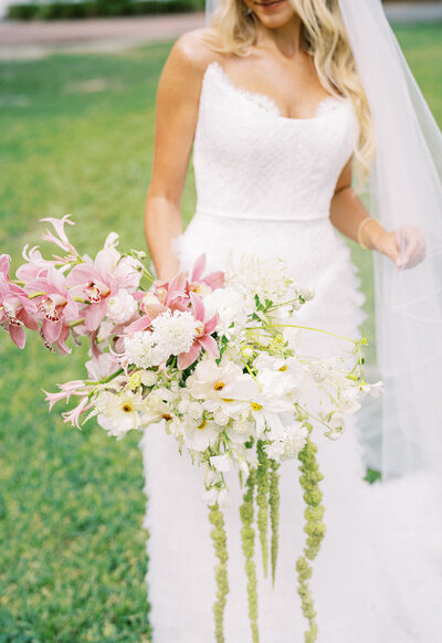 Blue and white flay lay details for a springtime Savannah wedding.