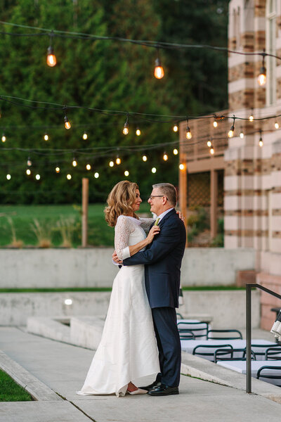 cocktail reception outdoors at the lodge at st edward state park PNW wedding venues
