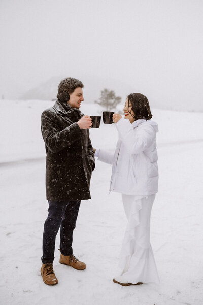 couple in the snow during a winter elopement in Colorado