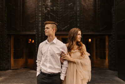 vintage film inspired engagement photos