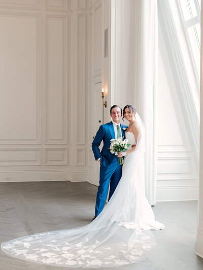 bride and groom portrait at the adolphus by dallas wedding photographer