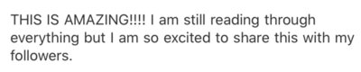 Screenshot of a positive testimonial from a client, "This is amazing!!"