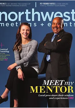 Wedding planner and his student on the cover of Northwest Meetings and Events magazine