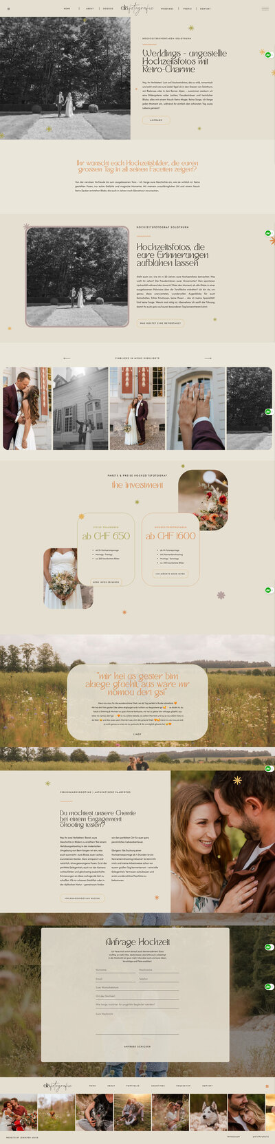 One Page Website für Hochzeitsfotografie mit Retro-Design – Webdesign Schweiz


