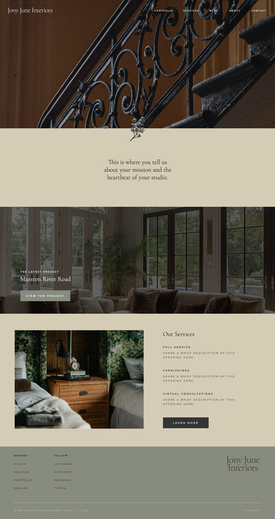 Jony June - website template for interior designers - Liven West