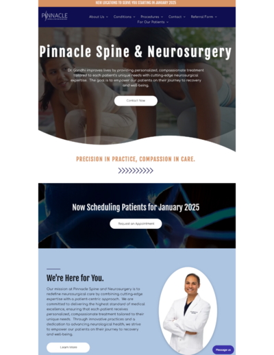 Photo of a website for a medical practice designed by Hummingbird Media.