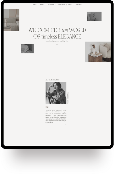 Discover the Florence Showit template tailored for interior designers by Amare Creative. Capture the essence of timeless design for your online presence.