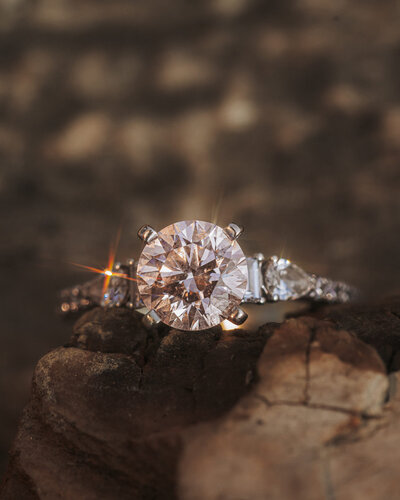 in love couple touch noses and smile in Denver Colorado