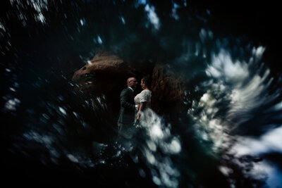 Double Exposure of a Bridal Couple at a Wedding