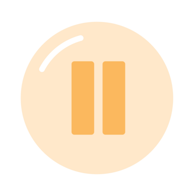 Orange and cream graphic of a pause button