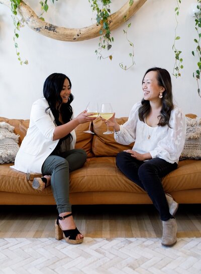 Shaochen and Tiffany having a toast