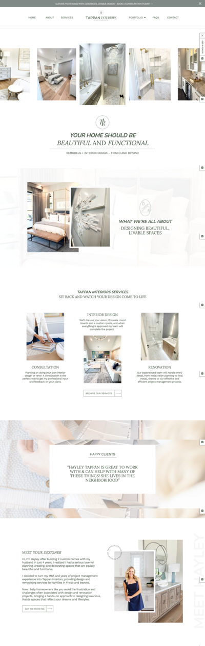 Empowering website design for women-led interior design businesses offering solutions to renovation challenges.