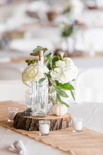 Rustic Wedding centerpiece during reception | Evalyn & Co. Photography