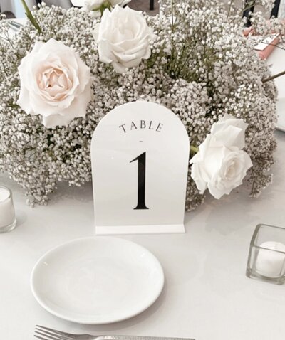white acrylic table number