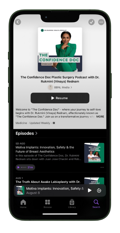 Confidence doc podcast opened in Apple Podcasts