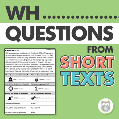 WH Questions from short texts for speech therapy