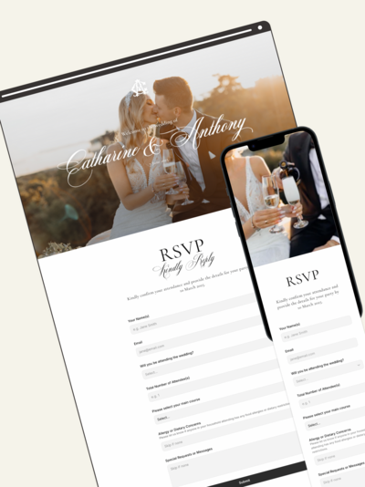 Custom wedding online RSVP form – personalized and user-friendly wedding RSVP design.