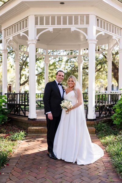A pleasant portrait of Tess + Shane after their elopement ceremony at Whitefield Square in Savannah, captured as part of our Savannah Elopement Package.