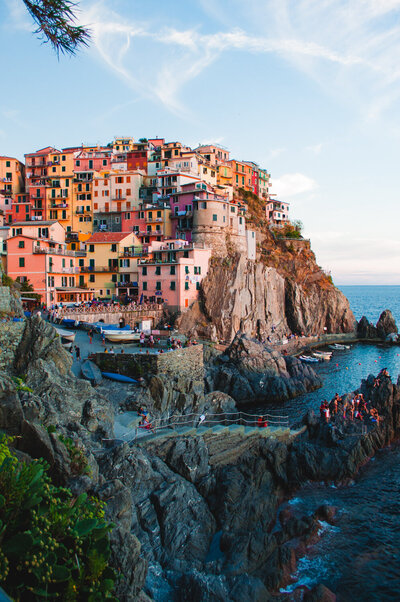 Colorful cliffside buildings on Italy's Amalfi Coast