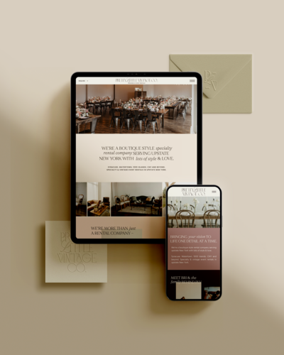 Website and stationery design for a wedding rental business