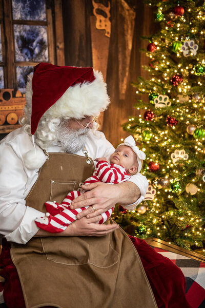 Newborn Baby First Christmas Tree Santa Claus Hat Lights Ornaments
