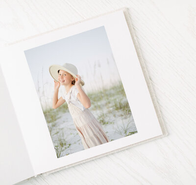 Keepsake Album page of a girl at the beach in a hat