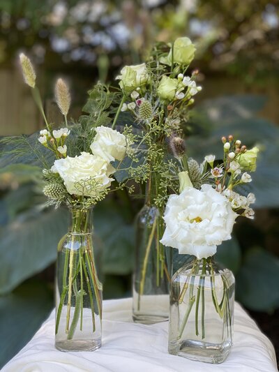 WHITE BUD VASE TRIO