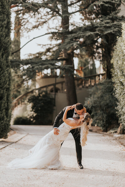Bride and bridesmaid on wedding day