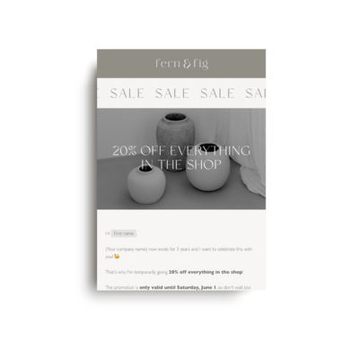 Sale email template Flodesk