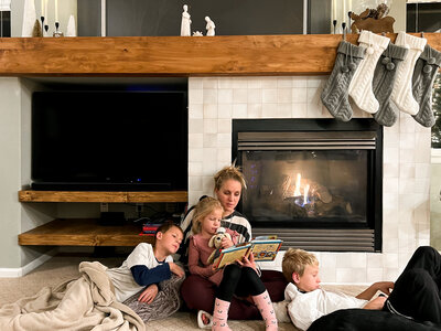 Christmas Mantle and Cozy Fireplace-1