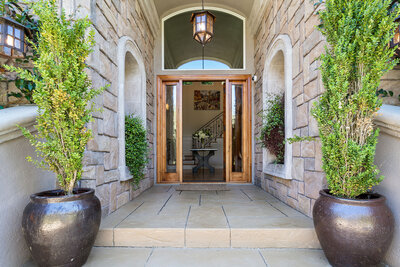 Luxury entrance with green plants