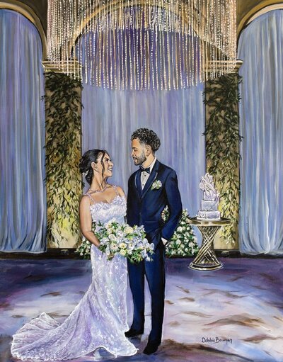 Live wedding painting in downtown Los Angeles at Solomon Large
