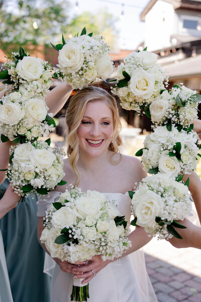 bride surrounded by flowers atlanta wedding