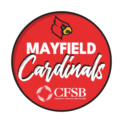 Photo booth Mayfield Cardinals signs for Community Financial Services Bank design by Amanda Newman Design in Paducah, Kentucky