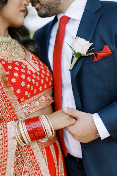 Bride and groom bride in traditional Indian dress