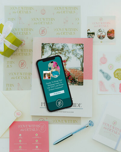 Iphone on desk for custom brand and web design for photographers Palme Design Co