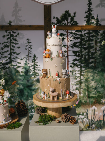 Woodland Themed First Birthday Cake