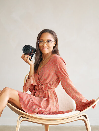 Photographer Nina McGowan posing at Bonnie Wenk Park in McKinney, TX