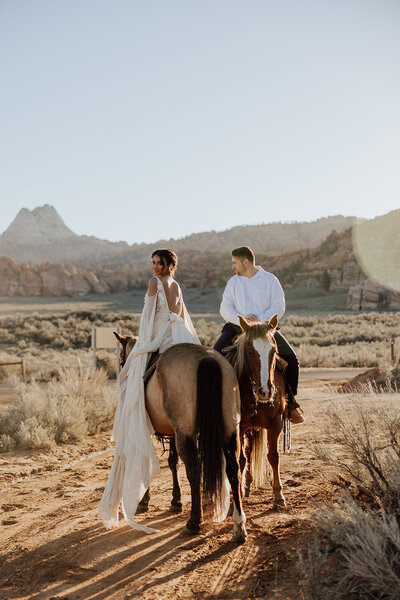 bride riding horse