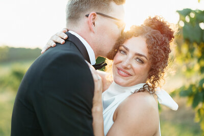 wedding couple in modern wedding at kindred barn weddings.